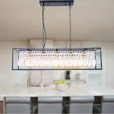 100 beautiful kitchen island inspiration ideas explore pictures of gorgeous kitchen islands for layout ideas and design inspiration ranging from traditional to unique. 5 Light Linear Kitchen Island Lighting Modern Crystal Island Light Pendant Light Fixture Black Finish With Clear Crystal Shade Overstock 30272304
