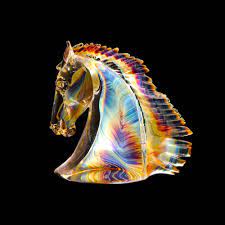 A Beautiful Muranoglass Sculpture Of A Horse Head Made With The Massello And Calcedonio Techniques Murano Glass Birds Horse Head Murano Glass