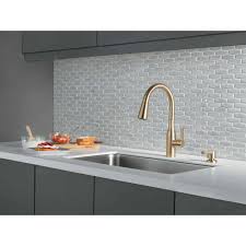 Home depot kitchen faucets stainless steel package opener. Delta Marca Single Handle Pull Down Kitchen Faucet With Soap Dispenser And Shieldspray Technology In Champagne Bronze Valu Home Centers For The Do It Yourselfer In You