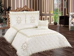 Cobertura De Cama Amadora Velour Ruched Creme