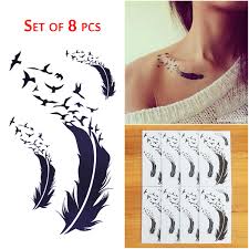 Unique bird tattoos for men and women. Amazon Com Cokohappy 8 Sheets Tiny Temporary Tattoo Feather Bird For Men Women Beauty