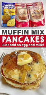 Muffin Mix Pancakes Easy Breakfast Idea With Just 3 Ingredients In 2020 Pancake Mix Muffins Muffin Mix Tasty Pancakes