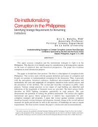 Pdf De Institutionalizing Corruption In The Philippines