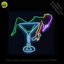 Lady Cocktail Neon Sign Cup Glass Tube Neon Bulb Sign Beer Bar Sign Lighted Lamp Artwork Vintage Handcraft Light Up For Sale Neon Bulbs Tubes Aliexpress