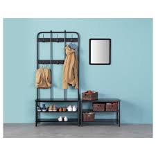 Behind the wall is a surprise walk in closet. Pinnig Coat Rack With Shoe Storage Bench Black 193x37x90 Cm Ikea