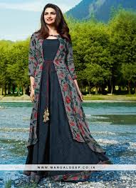 Tempting Grey And Blue Color Function Wear Fancy Kurti Grey Blue Woman Kurti Fancy Kurti Designer Kurti Patterns Kurti Designs Party Wear