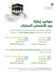 تقرر أن تكون إجازة عيد الفطر المبارك للموظفين في وحدات الجهاز الإداري للدولة وغيرها من الأشخاص الاعتبارية الأخرى والعاملين في منشآت القطاع الخاص اعتبارًا من يوم الأربعاء ۲۹ رمضان 1442هـ الموافق ۱۲ مايو. Ù…ØªÙ‰ ØªØ¨Ø¯Ø£ Ø¥Ø¬Ø§Ø²Ø© Ø¹ÙŠØ¯ Ø§Ù„Ø£Ø¶Ø­Ù‰ 1442 2021 Ø§Ù„Ø³Ø¹ÙˆØ¯ÙŠØ© Ø§Ù„Ù…ÙˆÙ‚Ø¹ Ø§Ù„Ù…Ø«Ø§Ù„ÙŠ