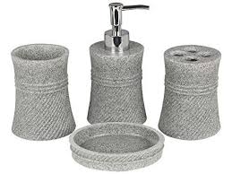 Buy Miamour Stone Finish Bathroom Soap Dispenser Set 200ml Grey Mmprbs020 Features Price Reviews Online In India Justdial