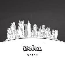 Doha Qatar Skyline Outline Hebstreits Maps And Sketches Skyline Drawing Outline Art Doha Skyline