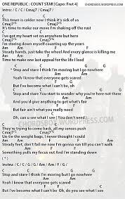 Chord Stop And Stare One Republic Chordsbox