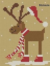 These patterns came from my vintage pattern book collection dated to the 1910s. Stickeule Ein Weihnachtselch Cross Stitch Patterns Christmas Xmas Cross Stitch Christmas Cross Stitch