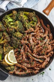 Lemon Garlic Butter Steak And Broccoli Skillet Recipe Health Dinner Recipes Healthy Recipes Steak And Broccoli