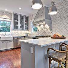 Beveled Arabesque Tile Grey Kitchen Cabinets Grey Kitchen Designs Kitchen Cabinet Design