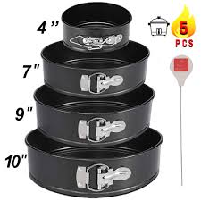 Springform Pan Set Of 4 Cake Pans 4 7 9 10 Cheesecake Pan Nonstick And Leakproof Baking Up To Four Tie Springform Pan Cake Cake Baking Pans Cake Pans