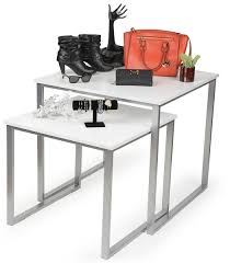 Nesting Tables Square Set Of 2 White Nesting Tables Library Furniture Design Display Furniture