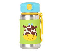 Garrafinha Inox Zoo Girafa 350ml Straw Bottle Skip Hop Zoo Kids Water Bottle