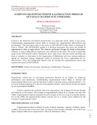 Magee (2002) argued that organizational culture is inherently connected to organizational practices which in turn influence employees' performance. Pdf Octapace Sample Megha Banerjee Academia Edu