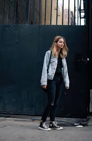 All Black And Blue Denim Jacket Pin Oleh Micah Di F A S H I O N Jaket Denim Kasual Gaya Kasual