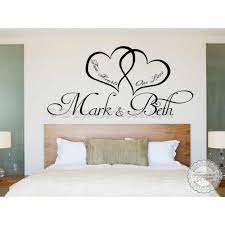 Romantic bedroom wall quote decal. Personalised Bedroom Wall Sticker Two Hearts One Love Romantic Love Quote