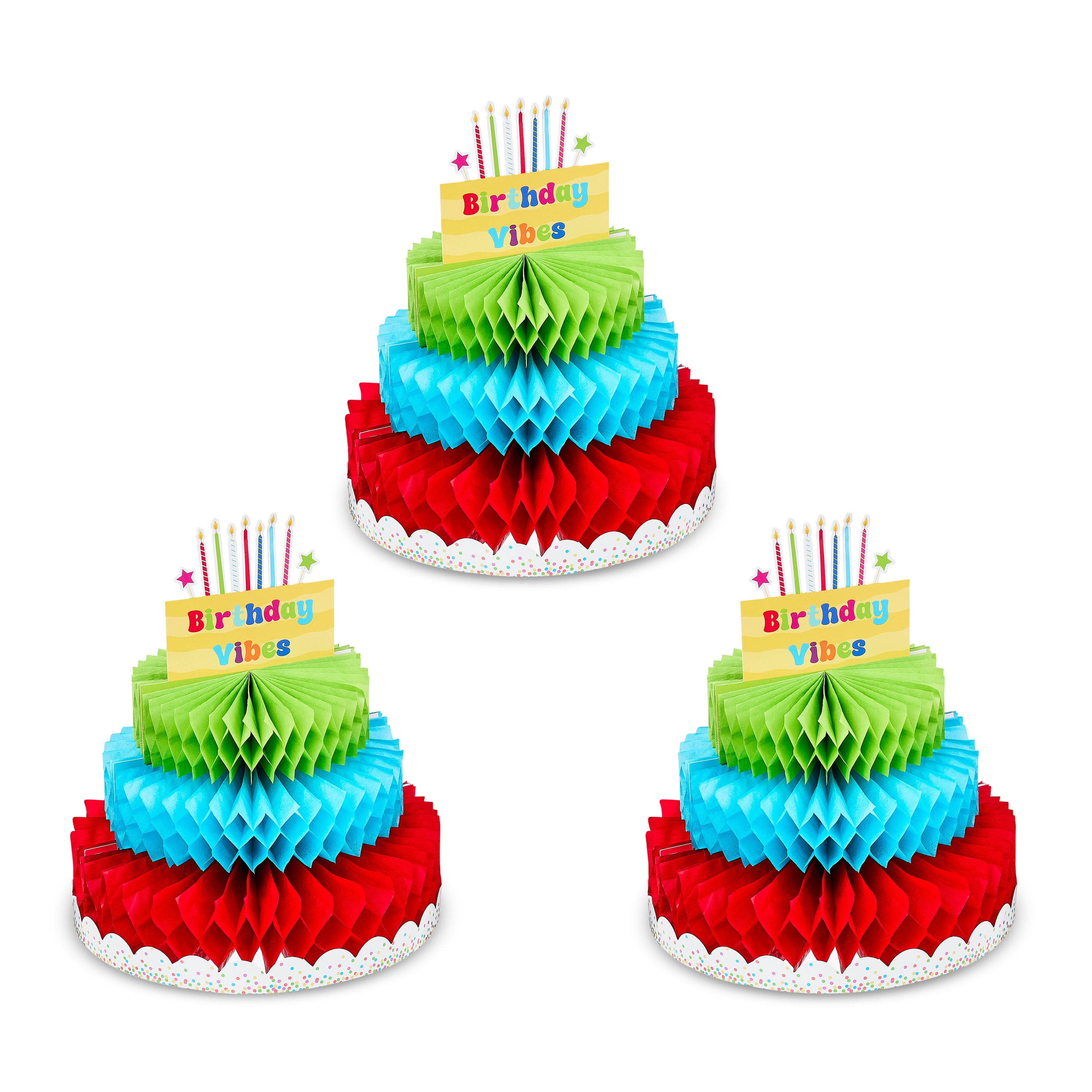 Multicolor Birthday Cake Paper Honeycomb Table Centerpiece Decorations