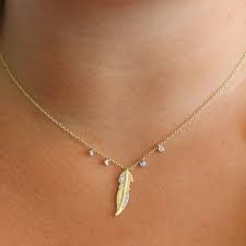 Meira T 14k Yellow Gold 15ctw Diamond Feather Necklace Mens Silver Necklace Silver Diamond Necklace Feather Necklaces