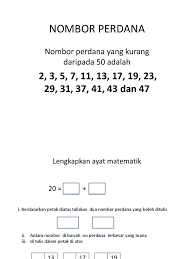 Nombor bulat dan operasi online worksheet for tahun 5. Nombor Perdana Kurang Daripada 50