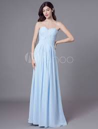 Bridesmaid Dresses Long Pastel Blue Prom Dress Strapless Chiffon Pleated Maxi Formal Gowns Formal Gowns Strapless Prom Dresses Pleated Party Dress
