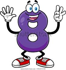 Funny Purple Number Eight 8 Cartoon Stock Vector (Royalty Free) 1982872118  | Shutterstock