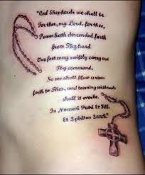 The tattoo design can have many variations with the use of a rosary. Holy Rosary Tattoos 30 Sacred Collections Design Press