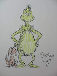 Dr Seuss Theodor Cat In Hat Horton Grinch Drawing Painting Original Artwork Signed Green Eggs Dr Seuss Drawings Drawings Animal Tattoos