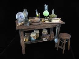 Ooak 1 12 Scale Dollhouse Miniature Alchemist Table Witch Wizard Ebay Dollhouse Miniatures Doll House Miniatures