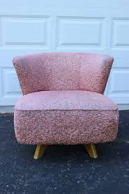Vintage Retro 1950 S 1960 S Pink Custom Upholstered Barrel Swivel Chair Chair White Leather Dining Chairs Comfy Leather Chair