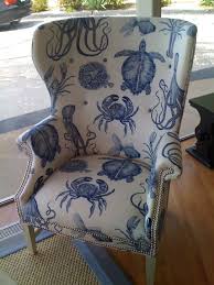 Am I Seaing Things Love The Fabric And The Chair But Still Debating If I Like The Combination I Think I Would Have D Beach House Decor Chair Wingback Chair
