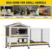 Aivituvin Large Rabbit Hutch - Indoor/Outdoor Bunny Cage With Wire Floor &  Wheels (Guinea Pigs/Small Pets)