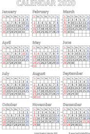 Calendar 2020 Printable Uk Free Printable Pdf