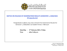 Accessing online iium examination papers. Notice On Release Of Examination Results For Semester 1 2020 2021