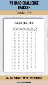 75 Day Hard Challenge Tracker Exercise Journal Meal Log Editable Pdf 17 Pages 75 Hard Challenge 75 Hard 75 Hard Challenge Tracker
