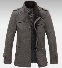 Mens Standing Collar Coats Wool Jackets Warm Fleece Outerwear Gray Brown Wool Jacket Men Mens Outfits Mens Winter Fashion