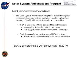 Solar System Ambassadors Program National Aeronautics And Space