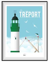 Le Treport Est Une Ville Veritablement Tourne Vers La Mer Son Phare Ses Bateaux Ses Digues Sont Autant De Symbol Le Treport Affiches De Voyage Retro Affiche