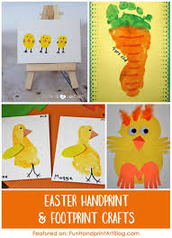 Make a couple of bunny stamps and give them to your children to make bold and colorful easter bunny cards. Handprint And Footprint Easter Crafts Huge List Fun Handprint Art