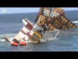 wrecked cargo ship sinking in new
