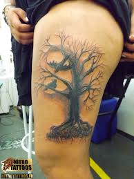 Pochoir tatouage tete de mort. Tatouage Arbre Mort Cuisse Femme