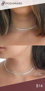 Sterling Silver Cuban Link Choker Chain Bridal Fashion Jewelry Modern Diamond Jewelry Silver Necklace Handmade