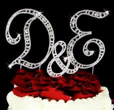 Bride And Groom Initials Cake Topper With Crystals With Images Cake Topper Initials