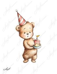 The Drawing Of Teddy Bear With Birthday Cake Printable Art Etsy In 2021 Birthday Cake Illustration Cute Drawings Cute Bear Drawings