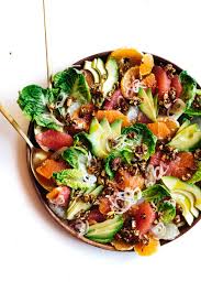 Citrus Avocado Salad With Black Pepper Almonds Kale Caramel Recipe Delicious Salads Avocado Salad Stuffed Peppers