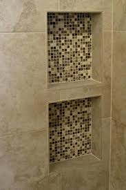 Shower Shelves Built In Built In Shower Shelves With Small Mosaic Tiles In The Back Built In Shower Shel Built In Shower Shelf Shower Shelves Tile Shower Shelf