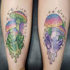 Butterfly and mushroom tattoo on leg. Ryan Bray On Twitter Shrooms Tattoo Tattoos Mushrooms Mushroomtattoo Shrooms Trippyart