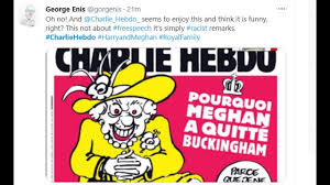 A cartoon on the front cover of french satirical magazine charlie hebdo has sparked online outrage, which shows queen elizabeth kneeling on the neck of meghan markle, an apparent recreation of george floyd's death. 9f5coyil51dttm